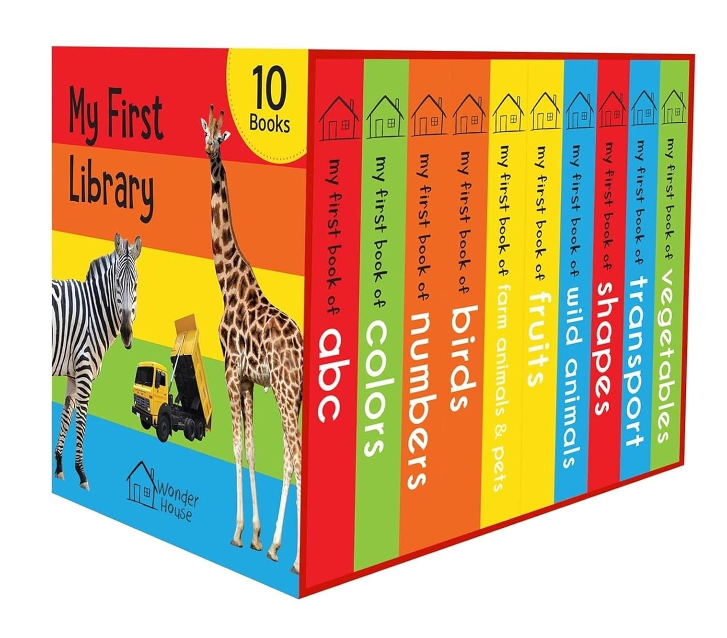 My First Library – 10 Board Book Set for Babies & Toddlers 0-3 | ABC, Numbers, Animals, Colors, Shapes, Vehicles