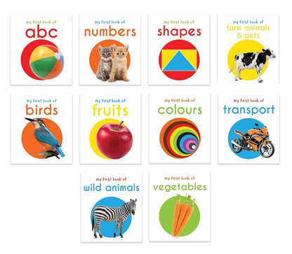 My First Library – 10 Board Book Set for Babies & Toddlers 0-3 | ABC, Numbers, Animals, Colors, Shapes, Vehicles
