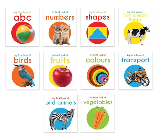 My First Library – 10 Board Book Set for Babies & Toddlers 0-3 | ABC, Numbers, Animals, Colors, Shapes, Vehicles